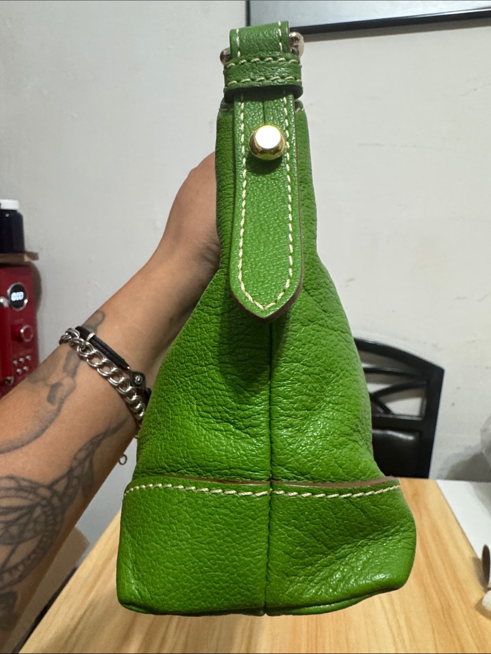 Dooney & Bourke Green Leather Shoulder Bag - Picture 8 of 17